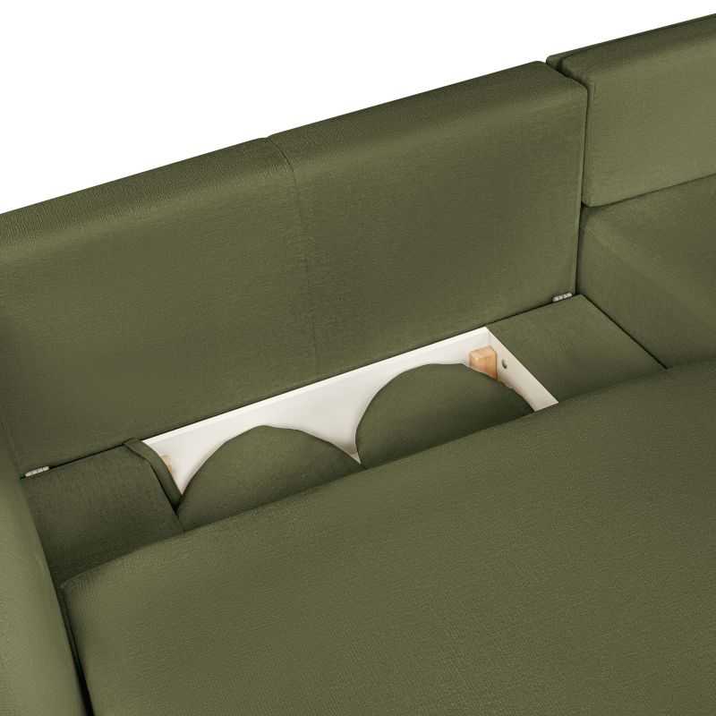 Canapé d'angle droit convertible CARLOTTA 4 places tissu chenille vert kaki