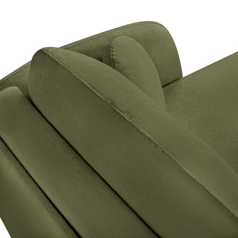 Canapé d'angle droit convertible CARLOTTA 4 places tissu chenille vert kaki