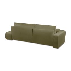 Canapé d'angle gauche convertible BELEM 4/5 places tissu chenille vert kaki