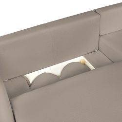 Canapé d'angle droit convertible CARLOTTA 4 places tissu bouclette taupe