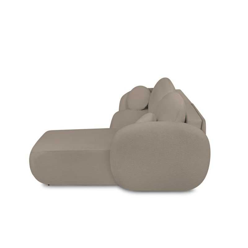 Canapé d'angle droit convertible CARLOTTA 4 places tissu bouclette taupe