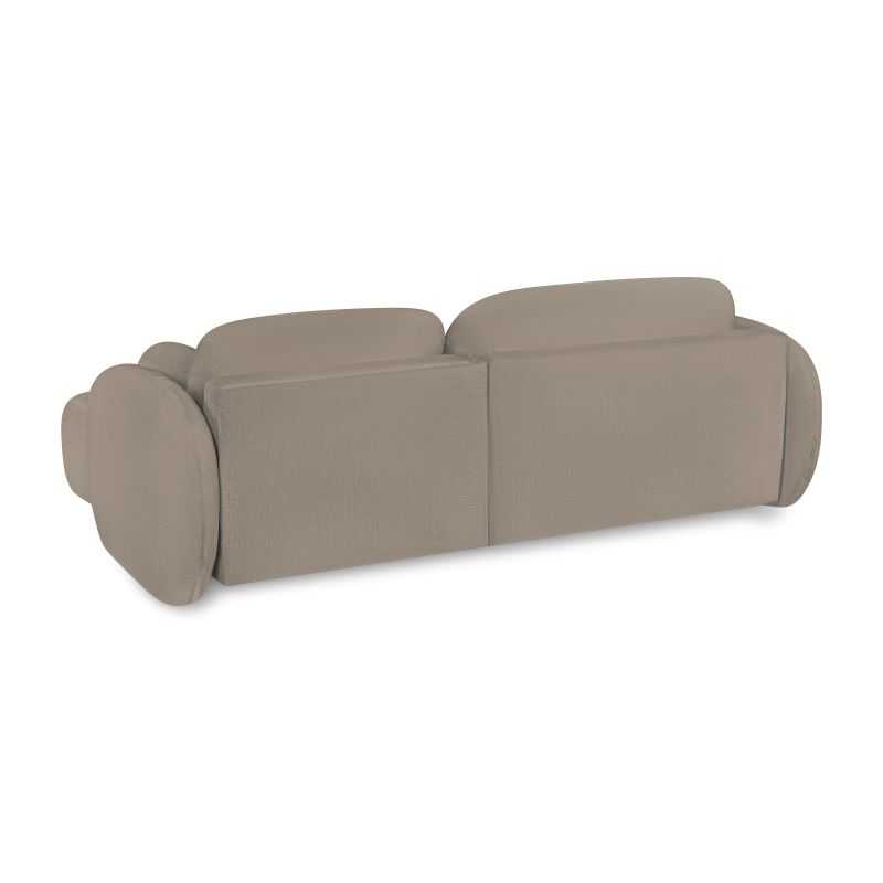 Canapé d'angle droit convertible CARLOTTA 4 places tissu bouclette taupe