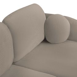 Canapé d'angle droit convertible CARLOTTA 4 places tissu bouclette taupe