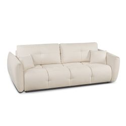 Canapé droit convertible COMO 3 places tissu chenille écru