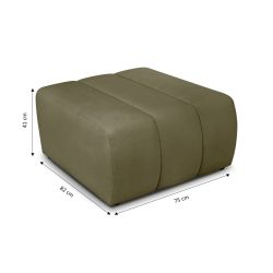 Pouf BELEM tissu chenille vert kaki