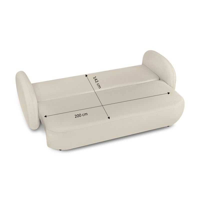 Canapé droit convertible CARLOTTA 3 places tissu bouclette grège