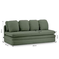 Banquette convertible NOMA 3 places tissu bouclette vert kaki