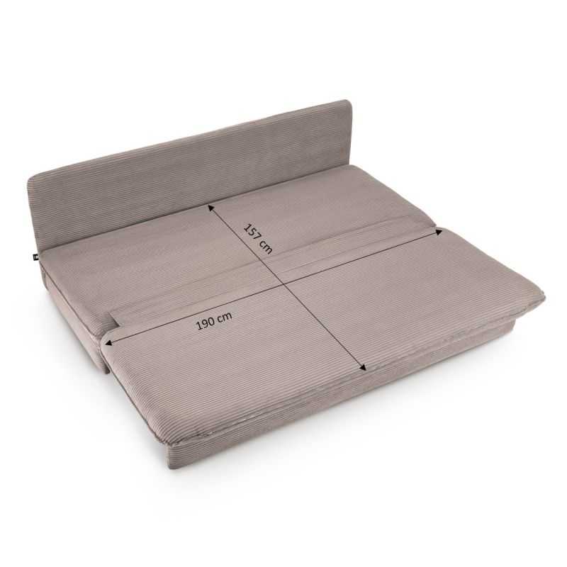 Banquette convertible NOMA 3 places velours côtelé grège