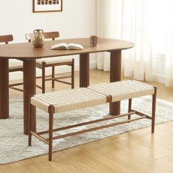 Banc MOTTO chêne massif couleur noyer et corde