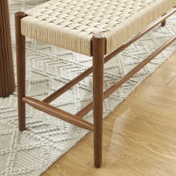 Banc MOTTO chêne massif couleur noyer et corde