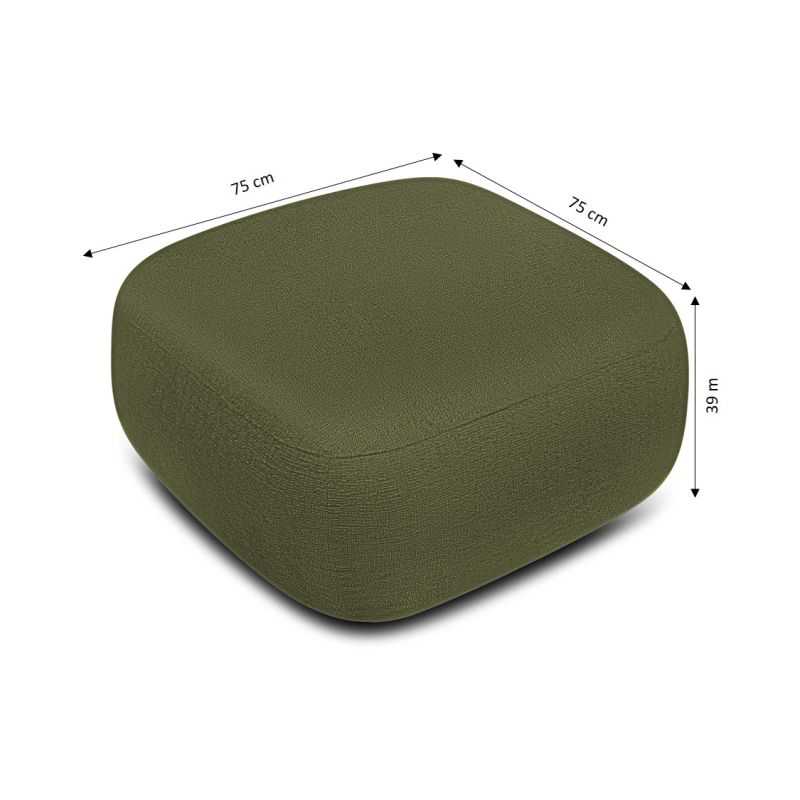 Pouf CARLOTTA tissu chenille vert kaki