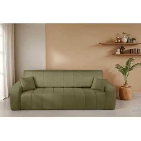 Canapé droit convertible BELEM 3 places tissu chenille vert