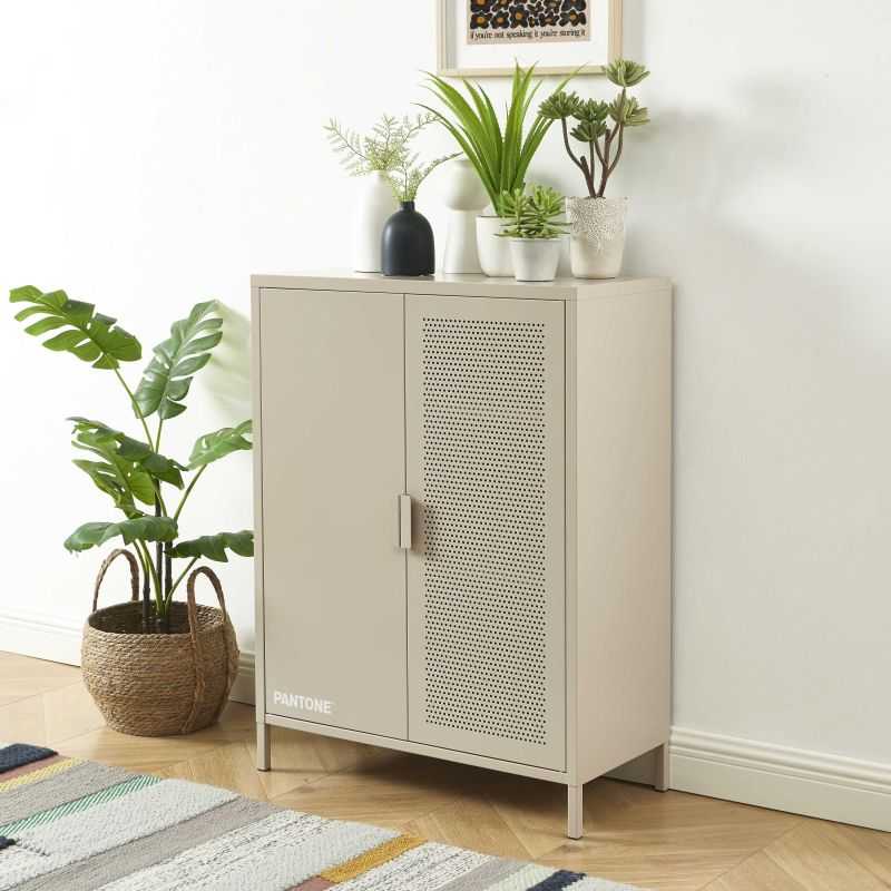 Buffet PANTONE métal taupe 2 portes 75cm