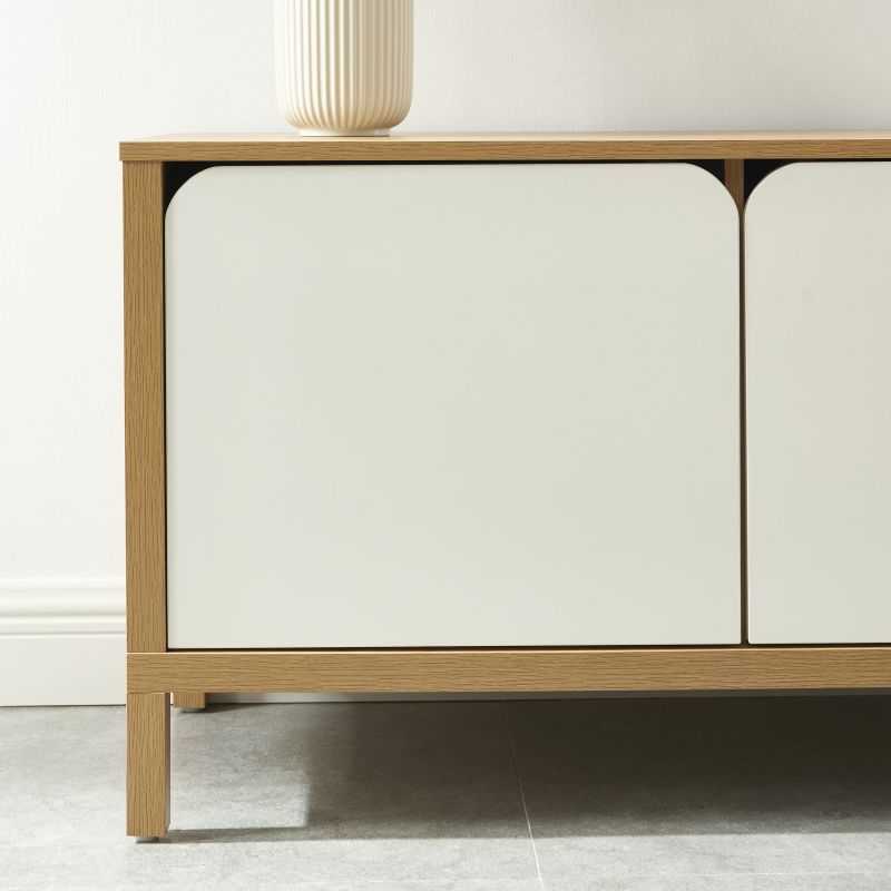 Meuble TV KILDA blanc effet chêne