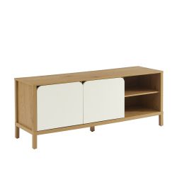 Meuble TV KILDA blanc effet chêne