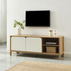 Meuble TV KILDA blanc effet chêne