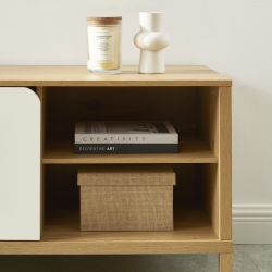 Meuble TV KILDA blanc effet chêne