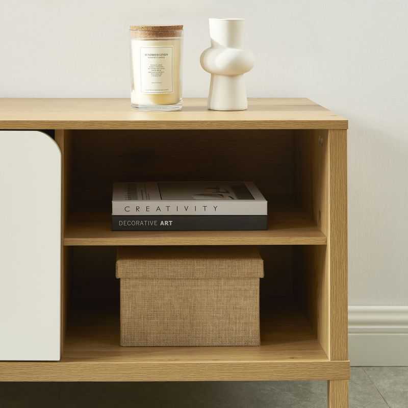 Meuble TV KILDA blanc effet chêne