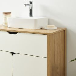 Meuble sous lavabo KILDA blanc effet chêne 