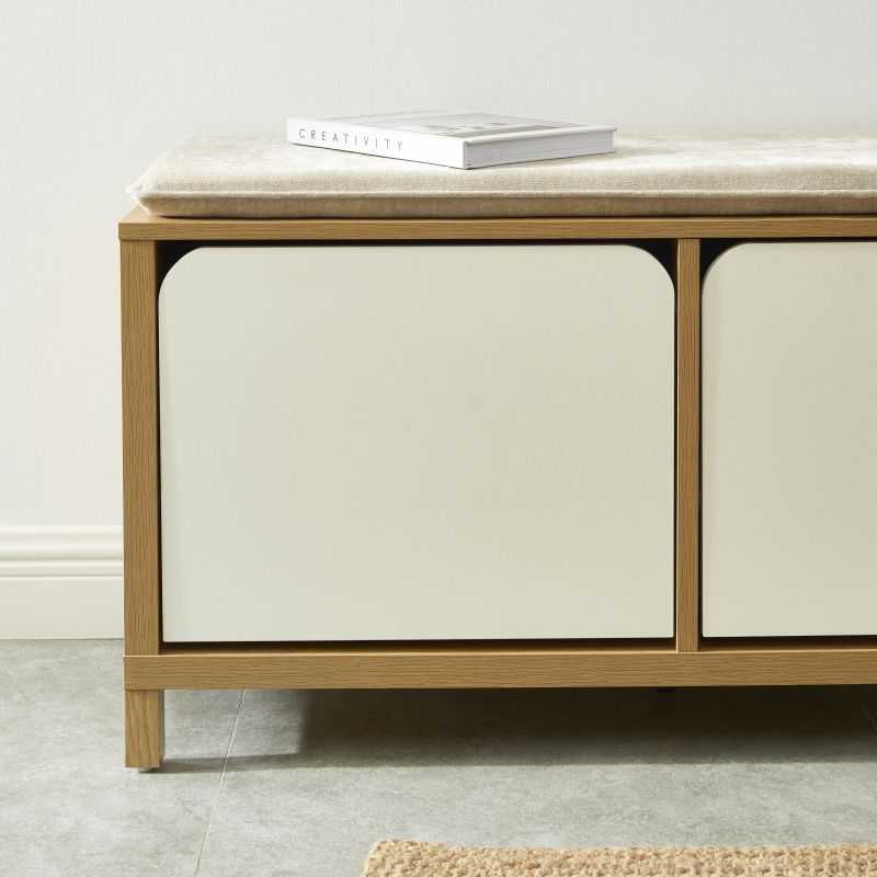 Banc à chassure KILDA blanc effet chêne