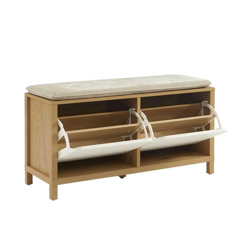 Banc à chassure KILDA blanc effet chêne