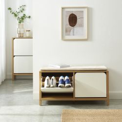 Banc à chassure KILDA blanc effet chêne