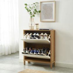 Meuble à chaussure KILDA blanc effet chêne