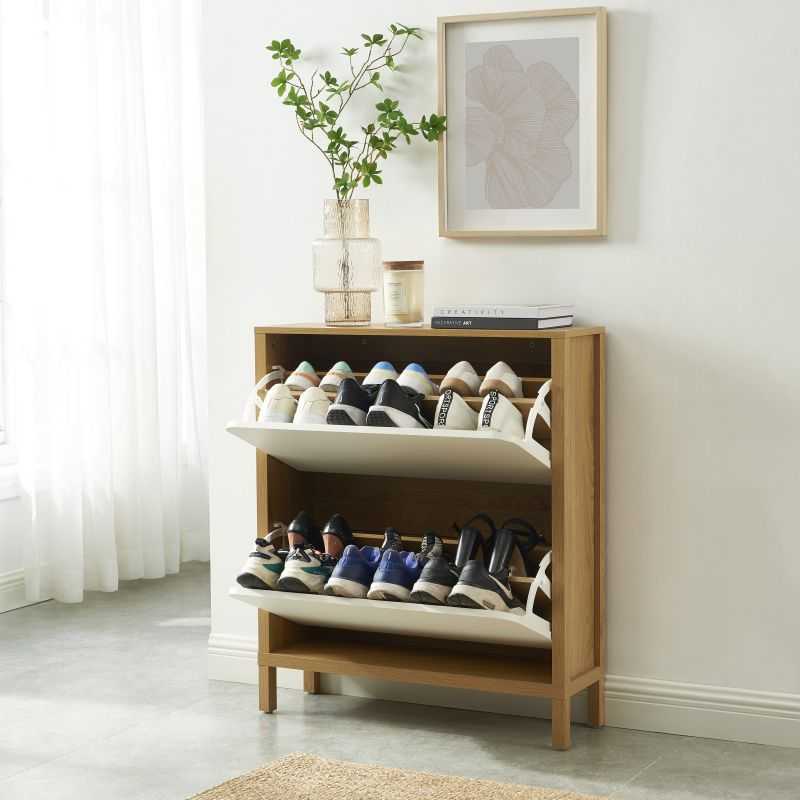 Meuble à chaussure KILDA blanc effet chêne