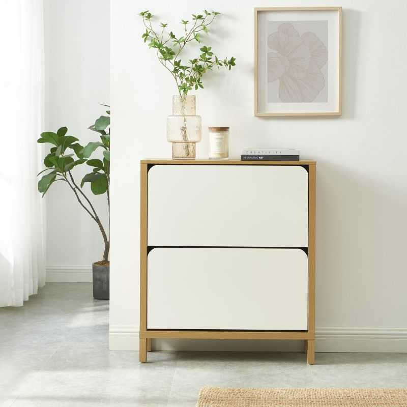 Meuble à chaussure KILDA blanc effet chêne