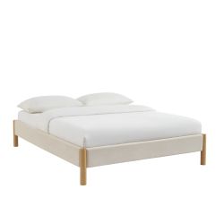 Lit BOWI tissu beige 140190 sommier inclus