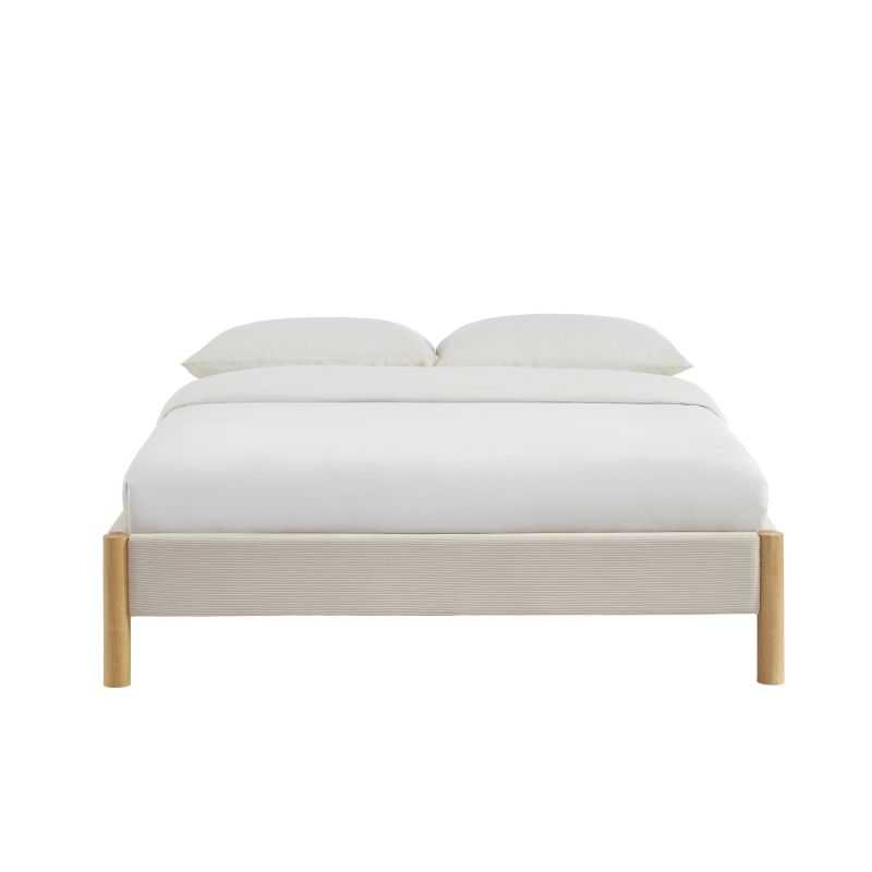 Lit BOWI tissu beige 140190 sommier inclus