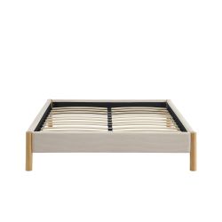 Lit BOWI tissu beige 140190 sommier inclus