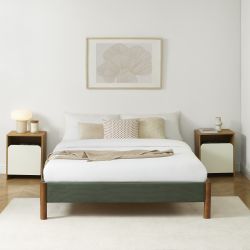 Lit BOWI tissu kaki 140190 sommier inclus