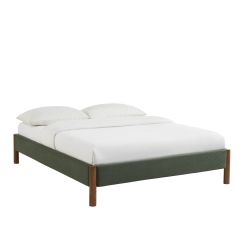 Lit BOWI tissu kaki 140190 sommier inclus