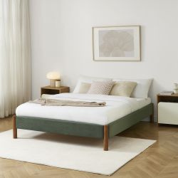 Lit BOWI tissu kaki 140190 sommier inclus