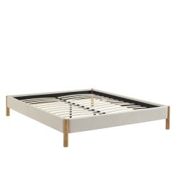 Lit BOWI tissu kaki 160200 sommier inclus