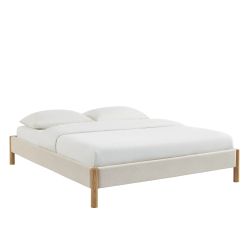 Lit BOWI tissu kaki 160200 sommier inclus