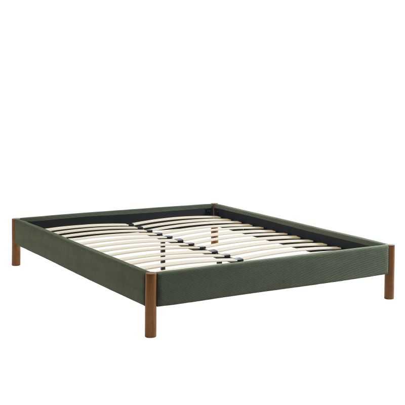 Lit BOWI tissu kaki 160200 sommier inclus