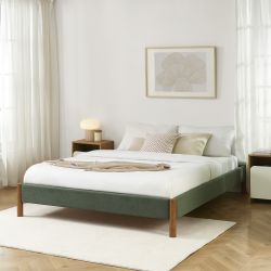 Lit BOWI tissu kaki 160200 sommier inclus