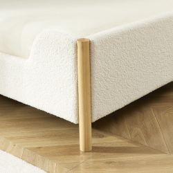 Lit enfant ARI tissu bouclette beige 90x190 sommier inclus