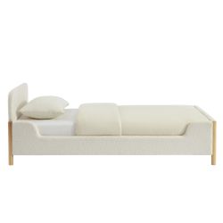 Lit enfant ARI tissu bouclette beige 90x190 sommier inclus