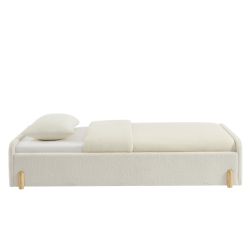 Lit enfant NUI tissu bouclette beige 90x190 sommier inclus