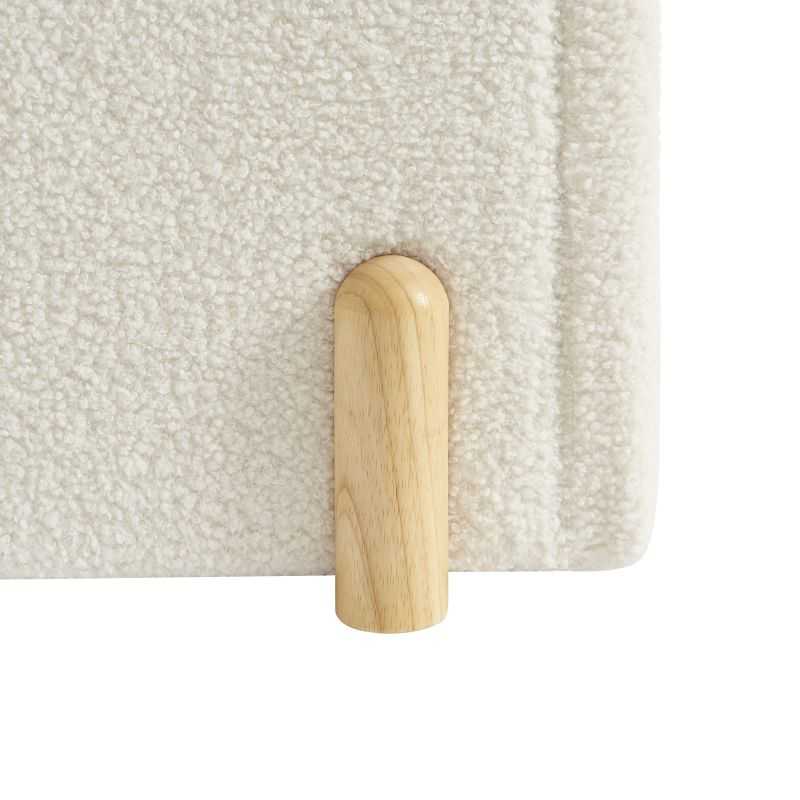 Lit enfant NUI tissu bouclette beige 90x190 sommier inclus