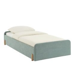 Lit enfant NUI tissu vert 90x190 sommier inclus