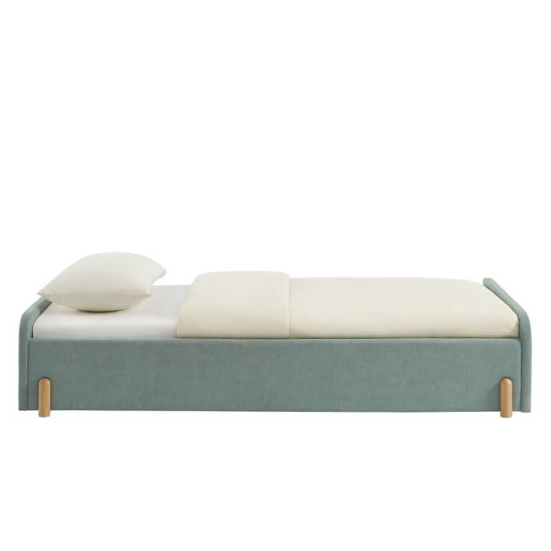 Lit enfant NUI tissu vert 90x190 sommier inclus