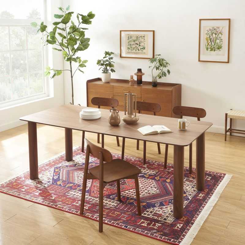 Table à manger extensible PILAR rectangulaire placage noyer 180-240cm