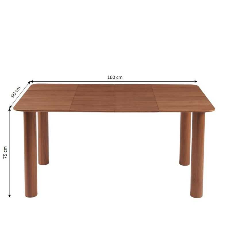 Table à manger extensible PILAR placage noyer 90-160cm