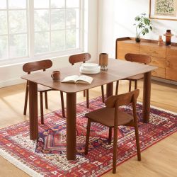 Table à manger extensible PILAR placage noyer 90-160cm