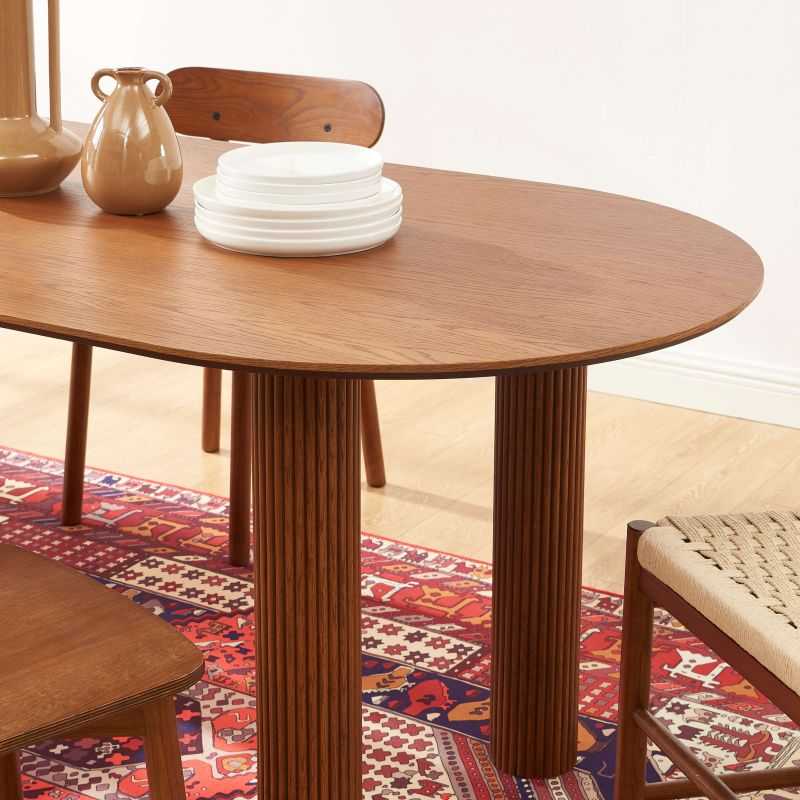 Table à manger PENELOPE placage chêne couleur noyer 180cm