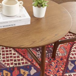 Table basse ronde DOLLY placage frêne couleur noyer 80cm